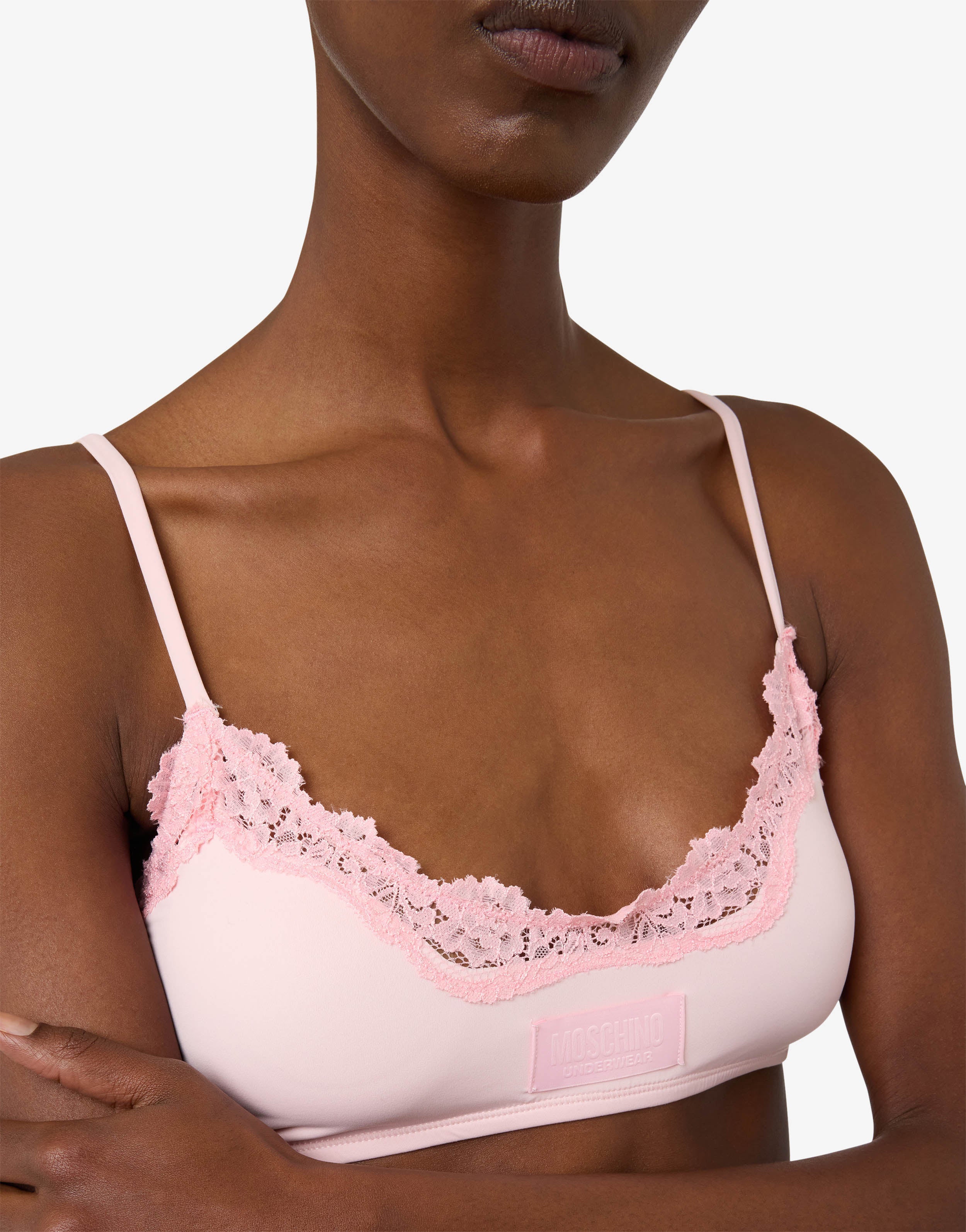 Microfiber and lace bra | Moschino