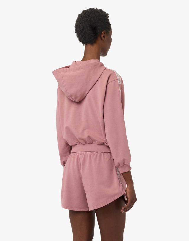 Garment-dyed cotton hoodie Antique pink Moschino 1