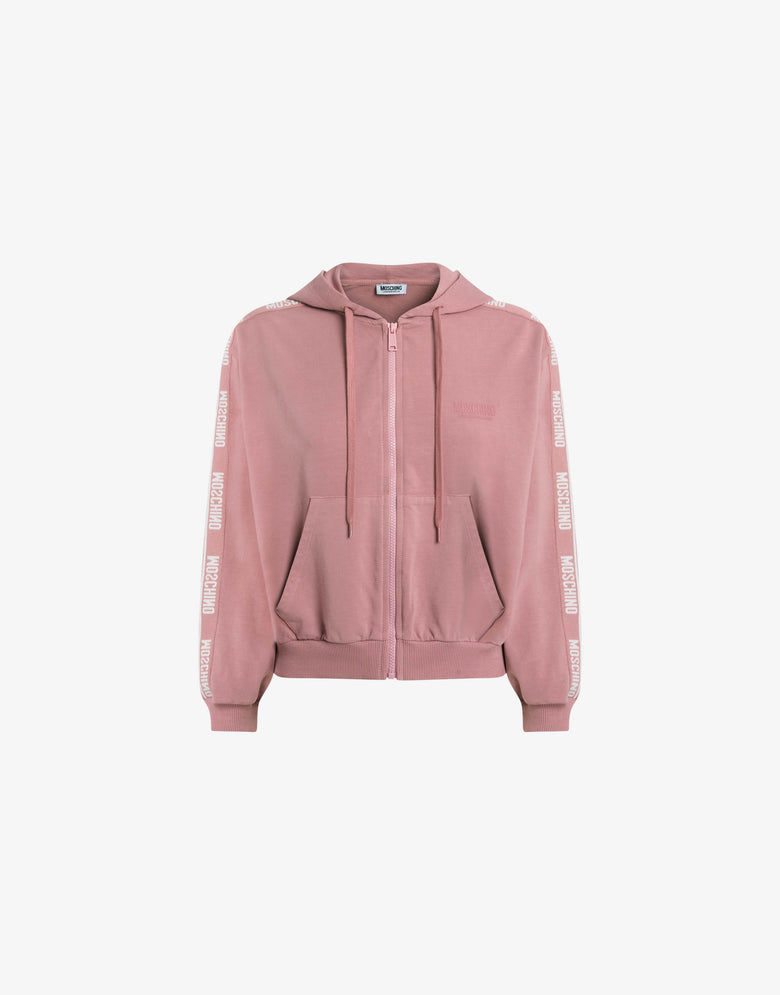 Garment-dyed cotton hoodie Antique pink Moschino 3