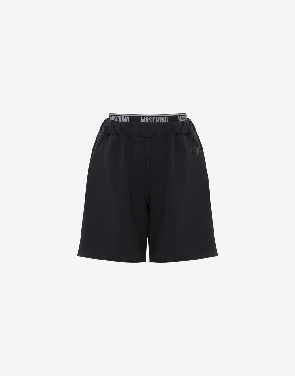 Short en molleton de coton teint en pièce Noir Moschino 0