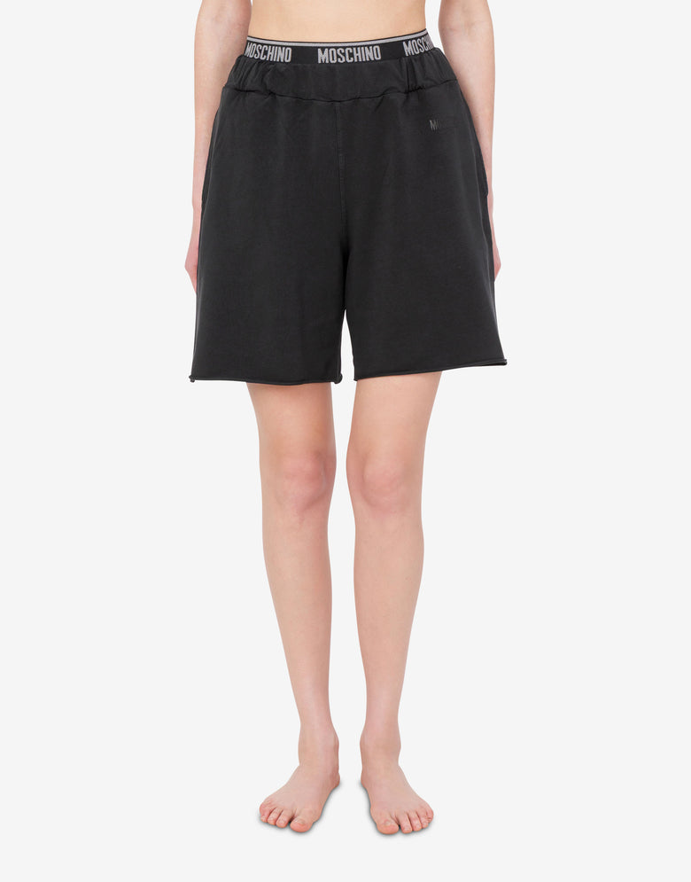 Short en molleton de coton teint en pièce Noir Moschino 1
