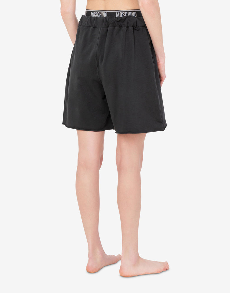 Short en molleton de coton teint en pièce Noir Moschino 2