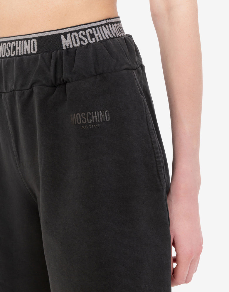 Short en molleton de coton teint en pièce Noir Moschino 3