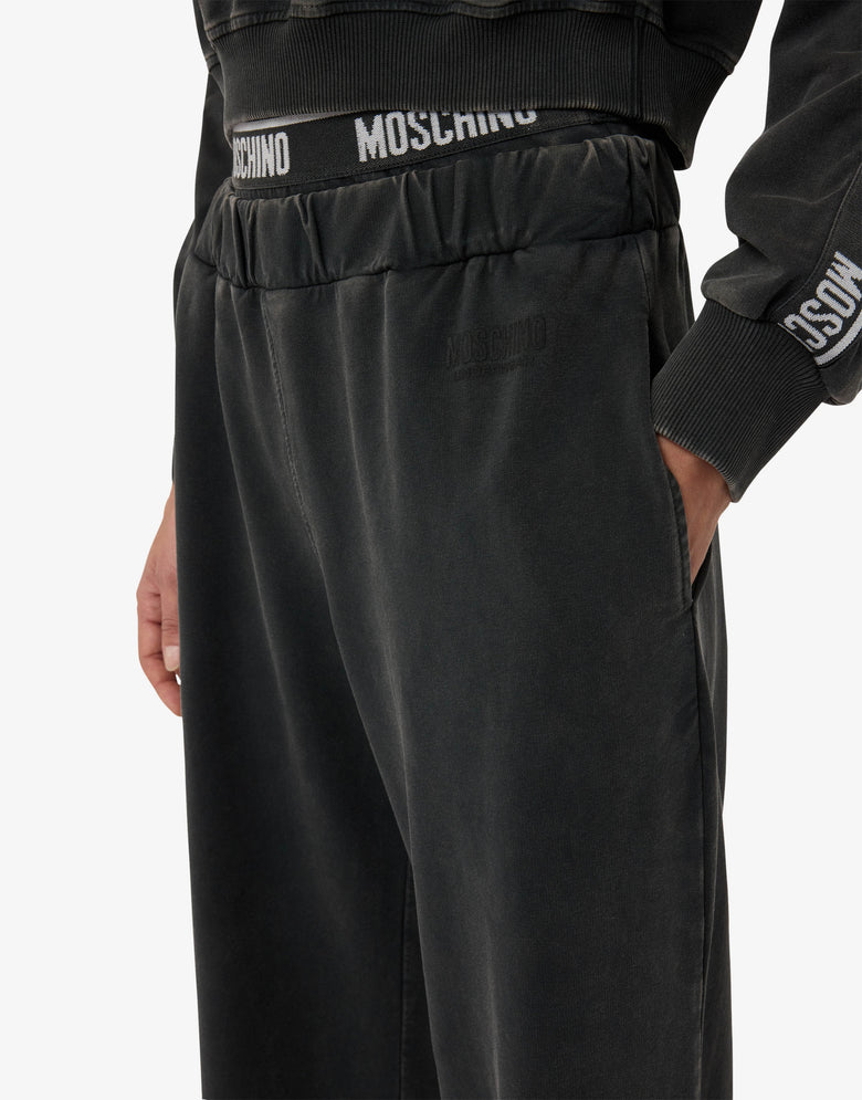 Garment-dyed cotton fleece pants Black Moschino 3