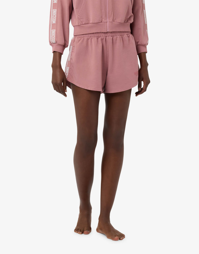 Garment-dyed cotton fleece shorts Antique pink Moschino 1
