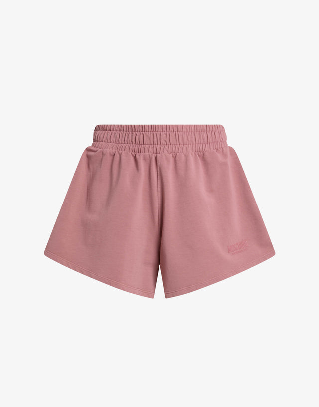 Garment-dyed cotton fleece shorts Antique pink Moschino 0
