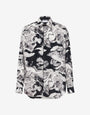 Lightweight cotton poplin shirt with goose print
