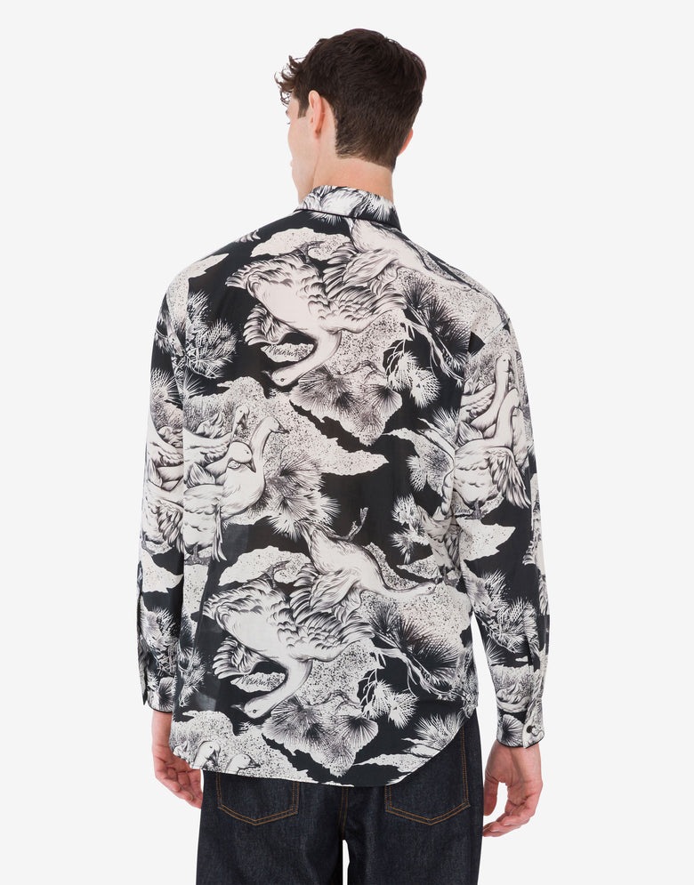 軽量コットンポプリンシャツ ガチョウ柄 ブラック Moschino 2