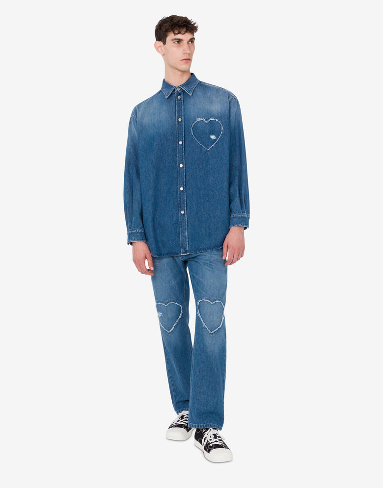 Blue cotton denim shirt Blue Denim Moschino 2