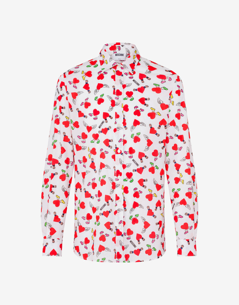 Lightweight cotton poplin shirt with print White Moschino 4