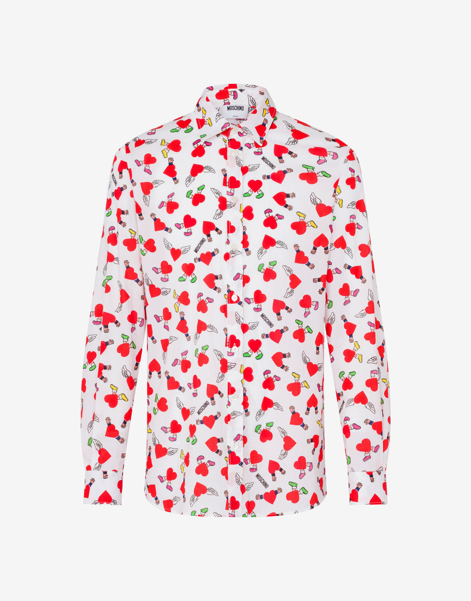 Lightweight cotton poplin shirt with print White Moschino 0