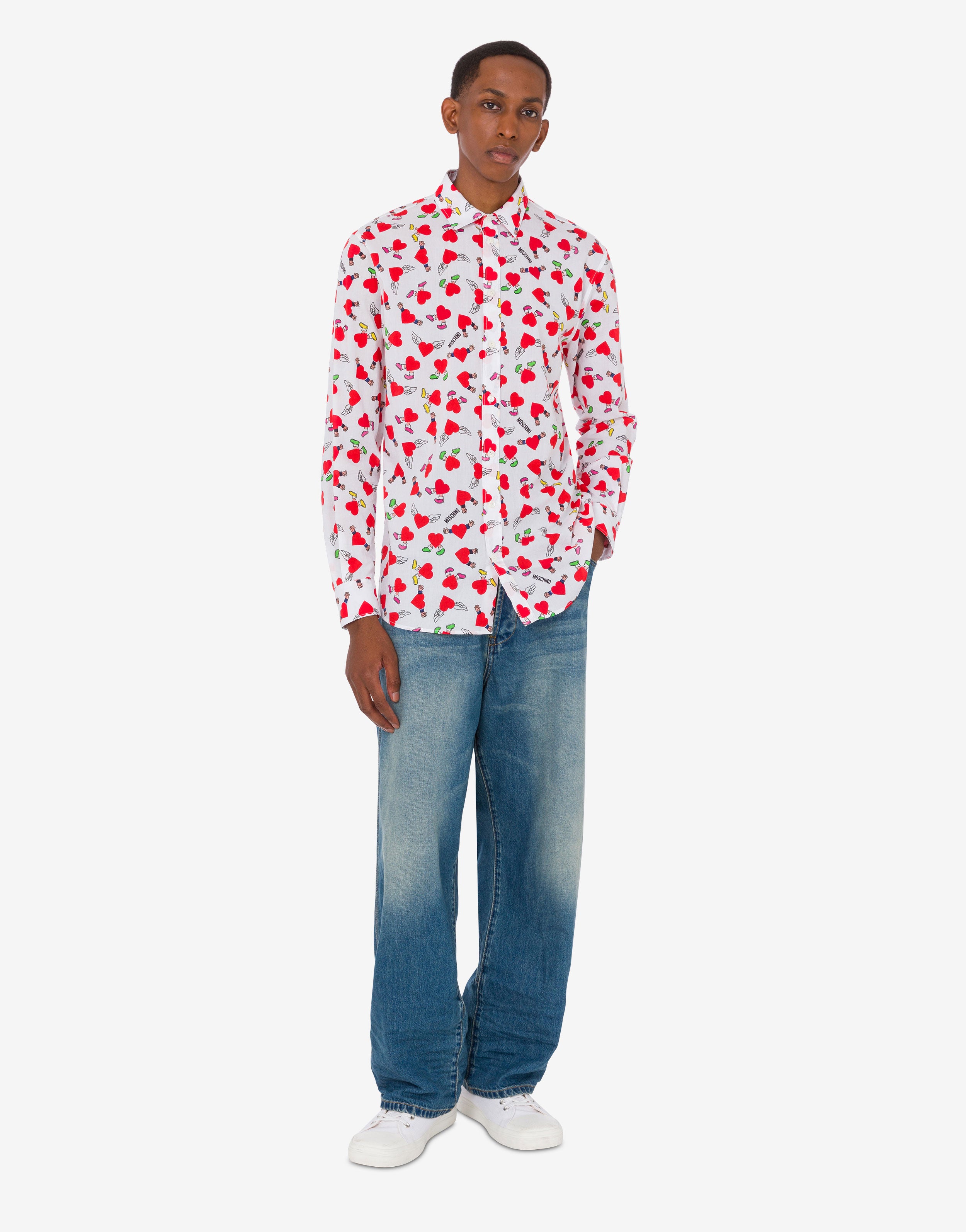 Lightweight cotton poplin shirt with print | Moschino