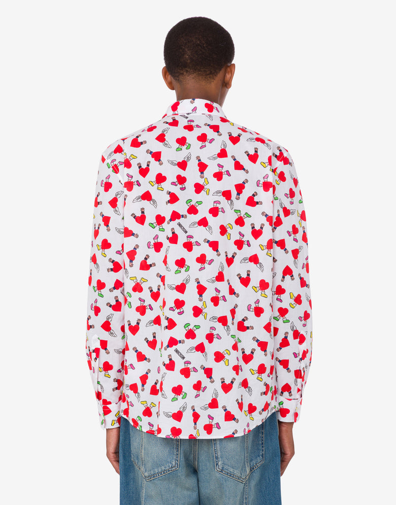 Camisa em popeline de algodão leve estampada Blanco Moschino 2