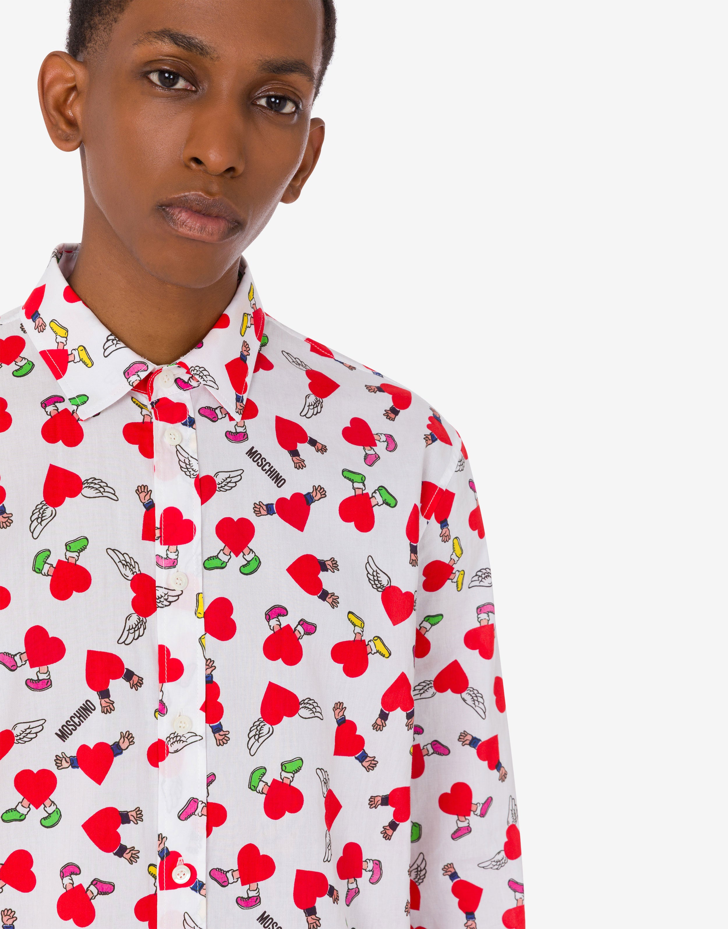 Blue Flowers Camicia Moschino Maniche Corte Women's Fitted Shirt