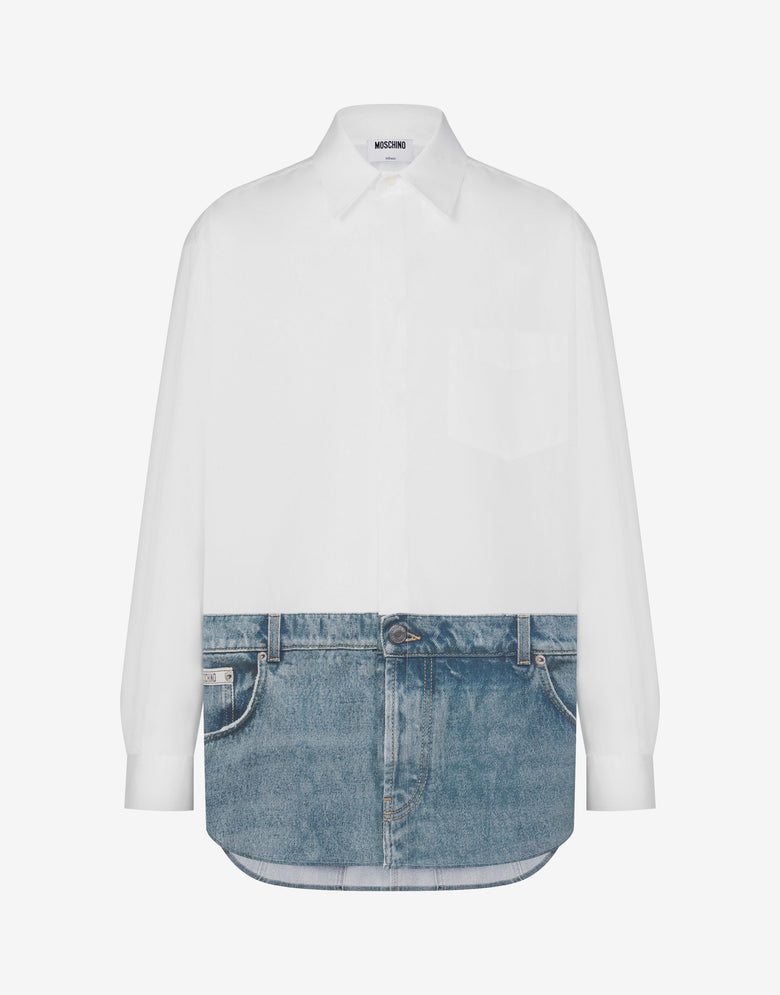 Camisa em popeline de algodão estampada Blanco Moschino 4