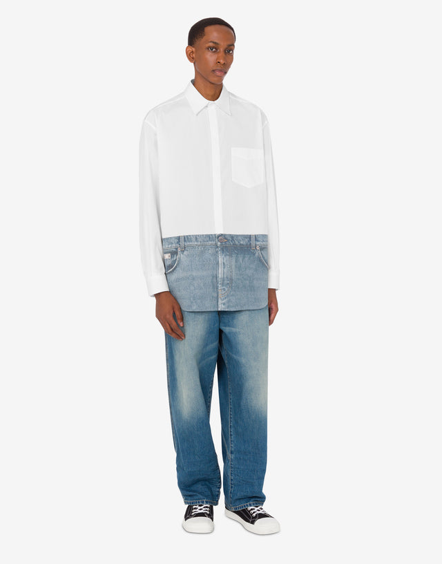 Printed cotton poplin shirt White Moschino 1