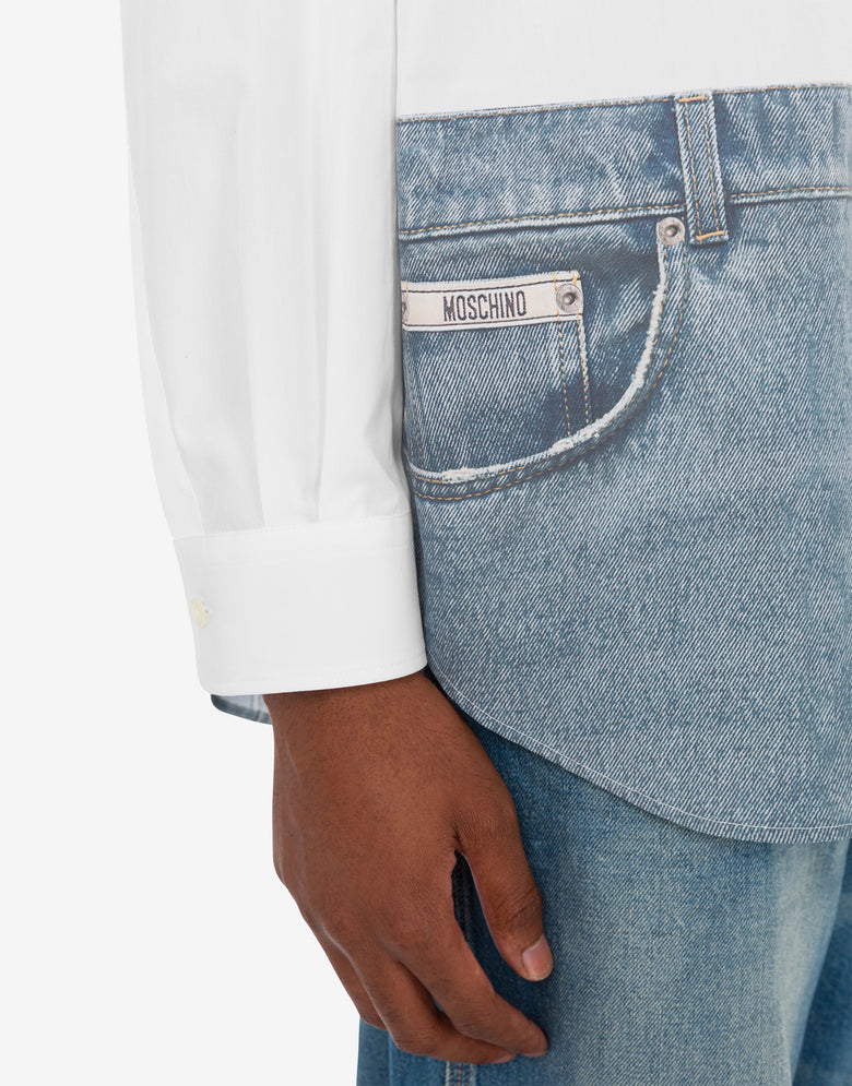 Camisa em popeline de algodão estampada Blanco Moschino 3