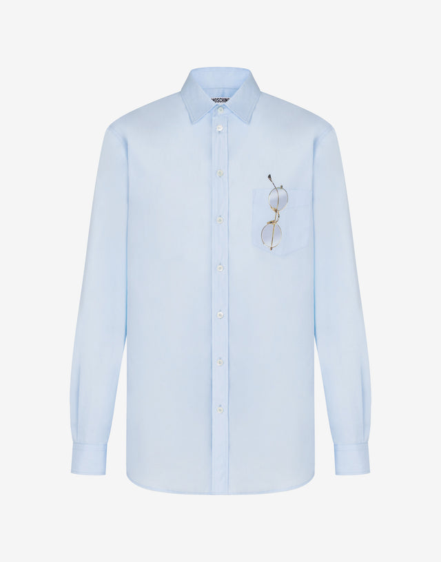 Printed cotton poplin shirt Azure Moschino 0