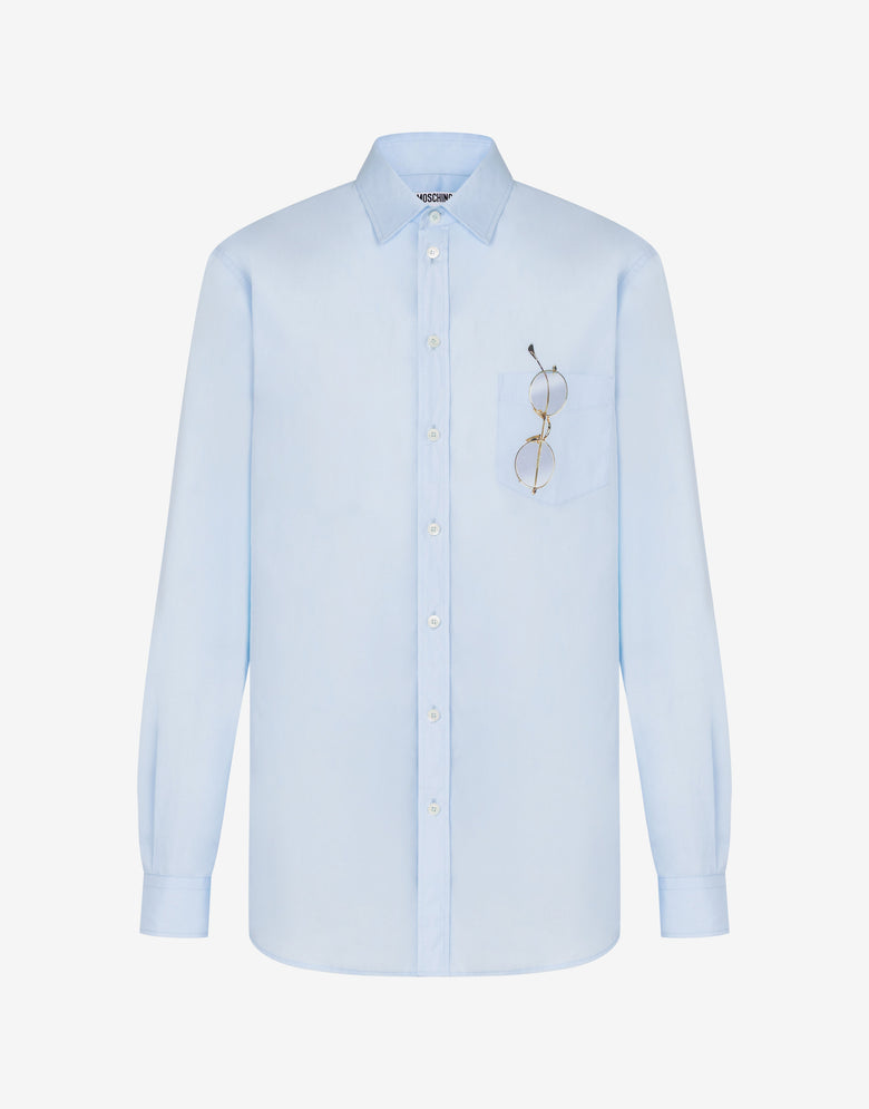 Printed cotton poplin shirt Azure Moschino 4