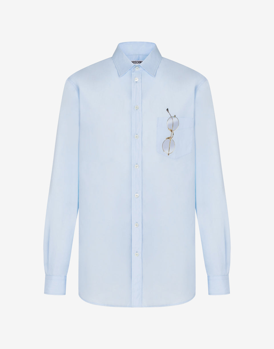Printed cotton poplin shirt Azure Moschino 0