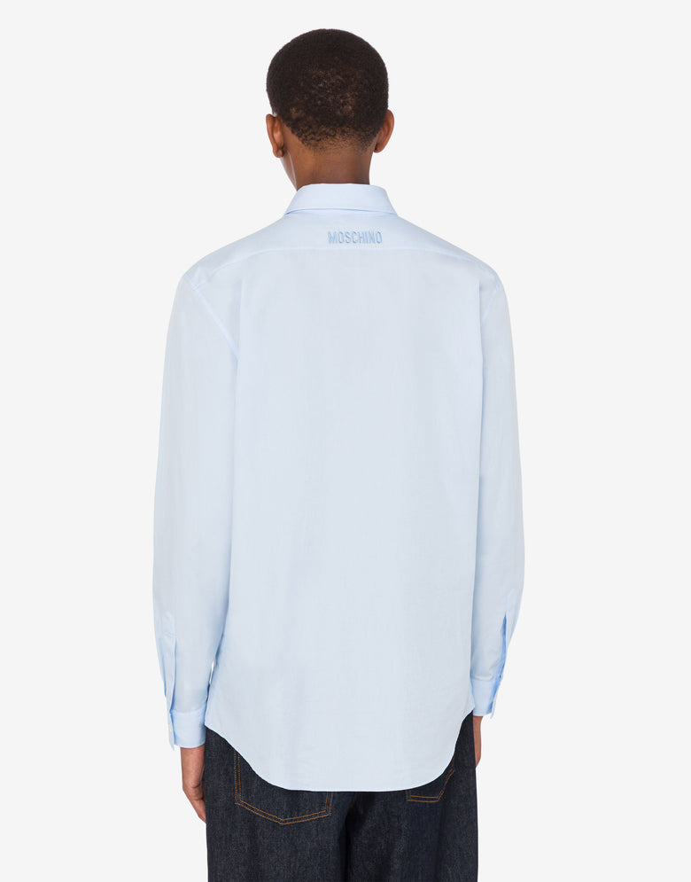 Printed cotton poplin shirt Azure Moschino 3