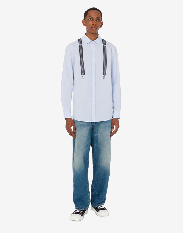 Camicia in vichy di cotone stampata Azzurro Moschino 0