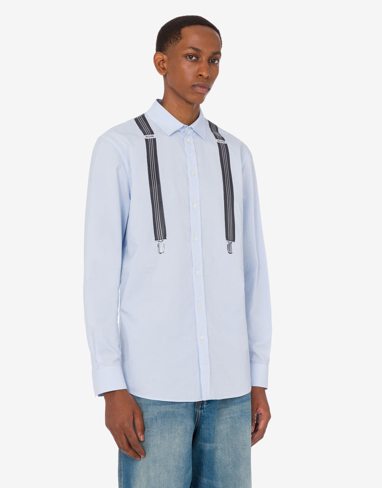 Camicia in vichy di cotone stampata Azzurro Moschino 2