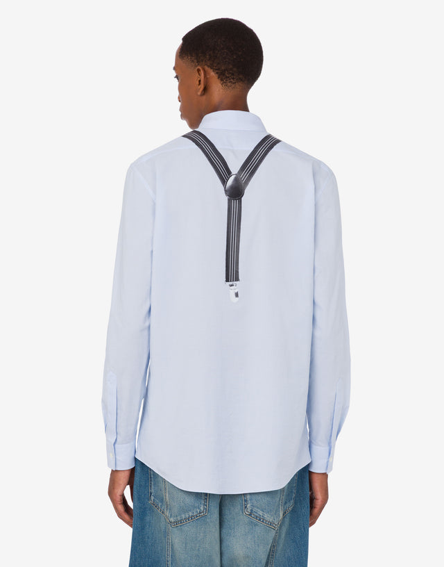 Camicia in vichy di cotone stampata Azzurro Moschino 1