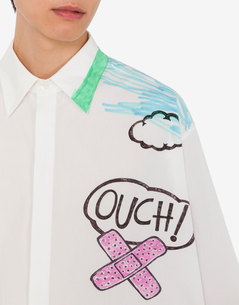 Printed cotton poplin shirt White Moschino 2