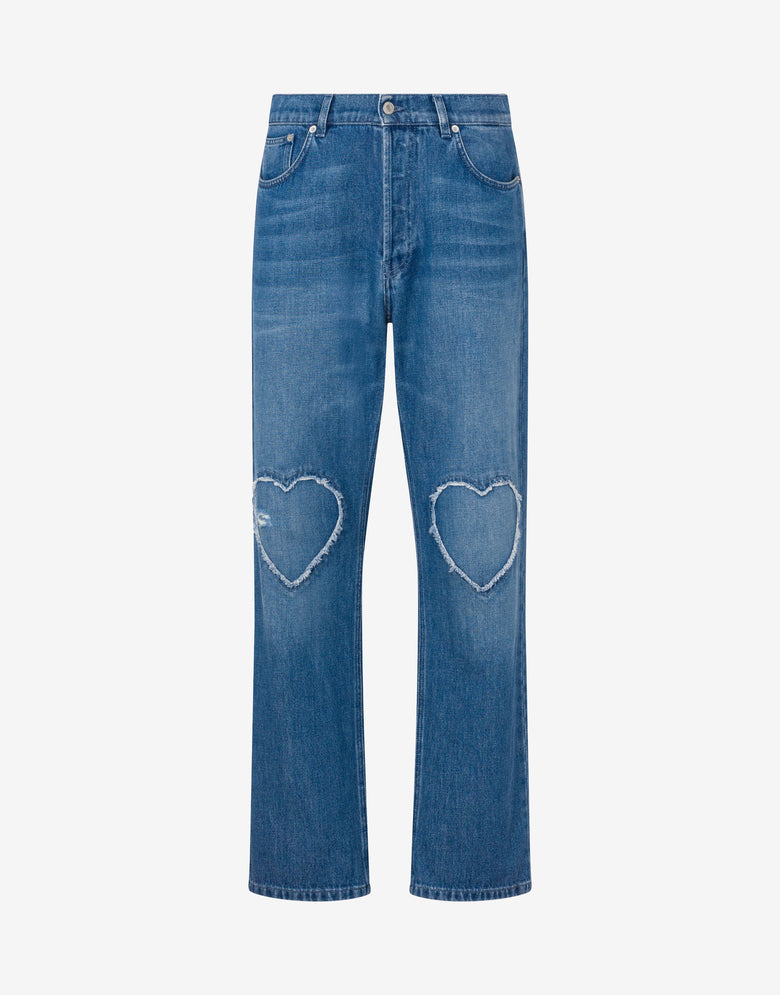 Pantalone in denim blu di cotone Blu Denim Moschino 4