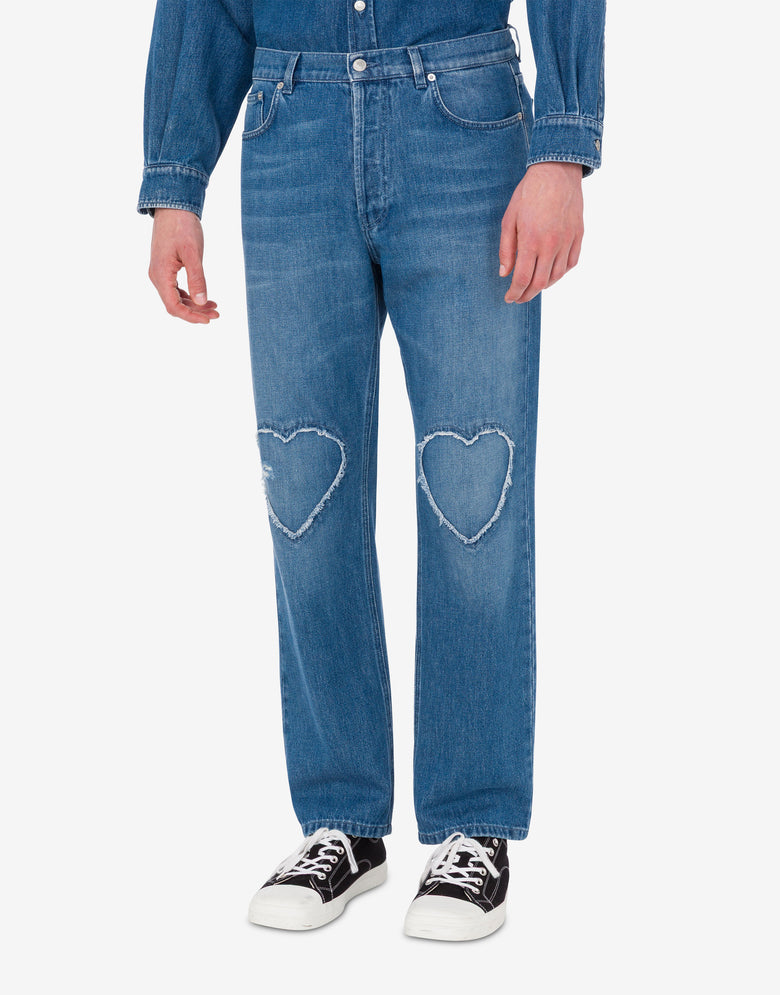 Pantalon en denim bleu de coton Blue denim Moschino 1