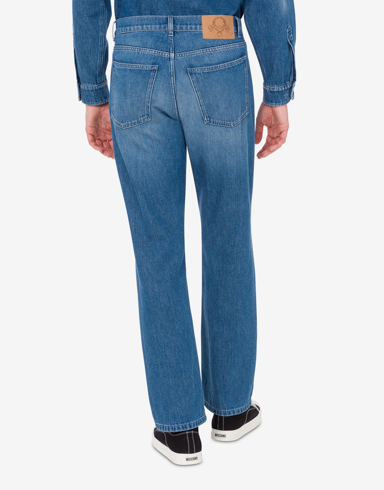 Pantalone in denim blu di cotone Blu Denim Moschino 2