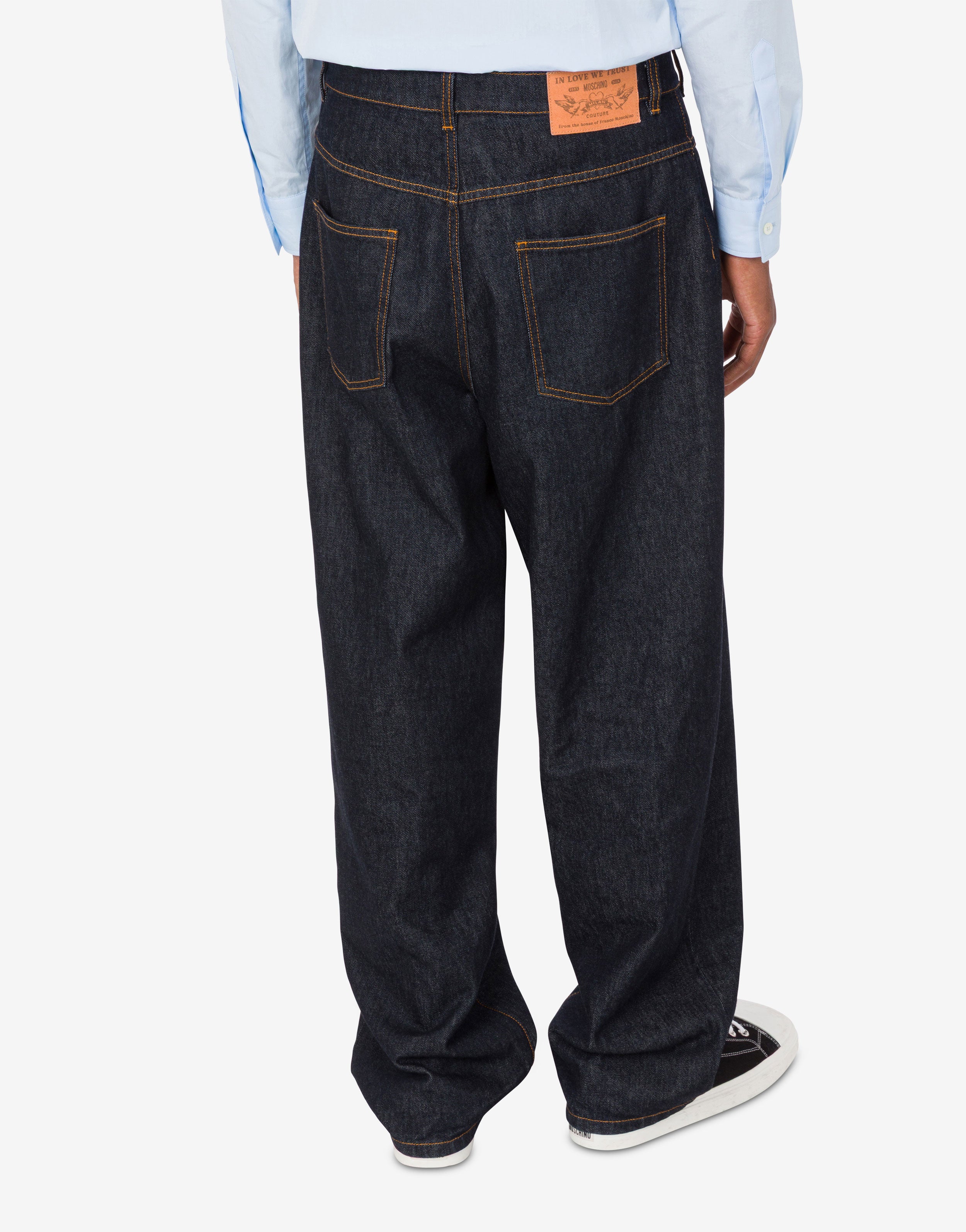 Blue cotton denim pants | Moschino