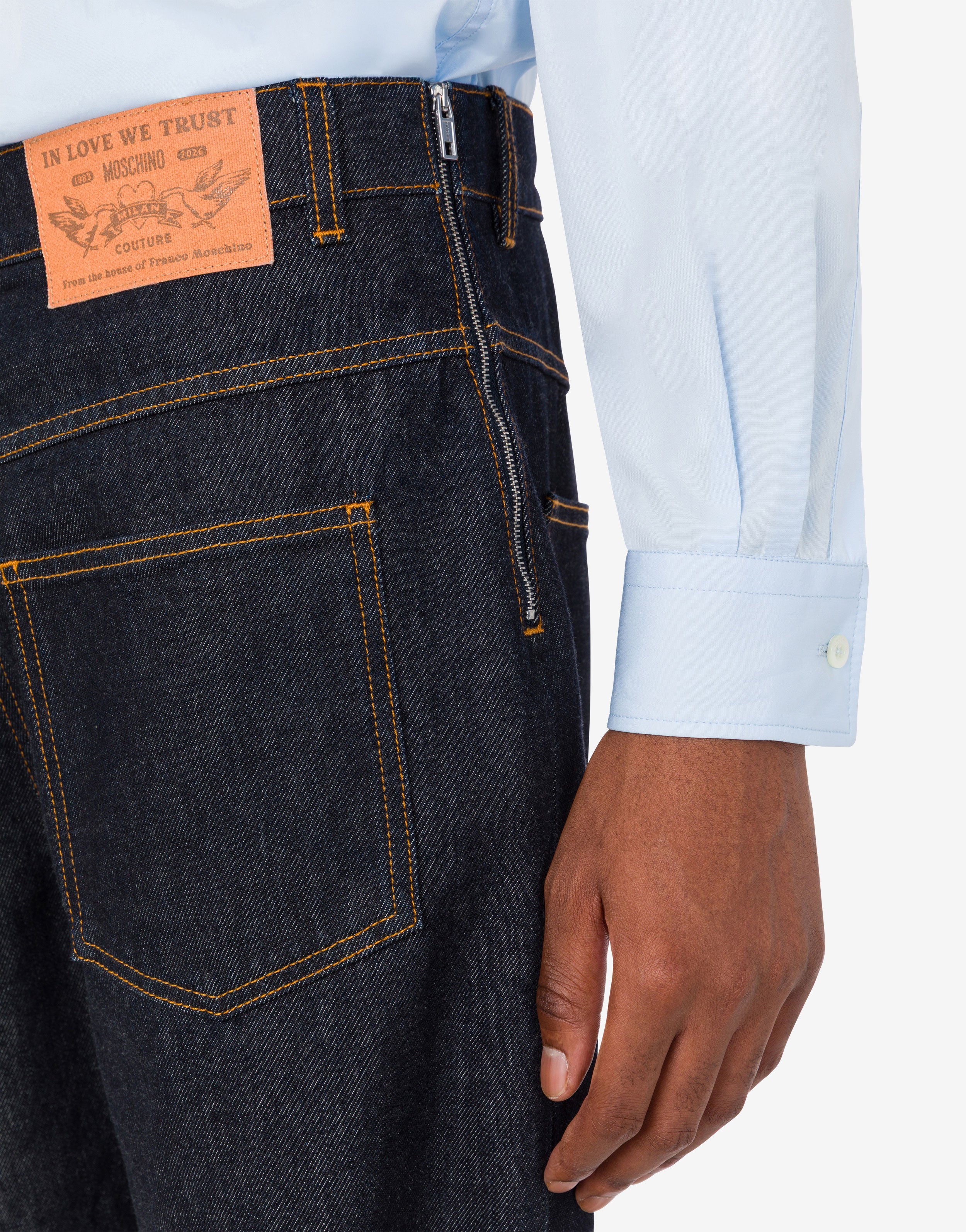 Blue cotton denim pants | Moschino