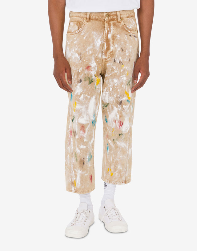 Calças em algodão elástico estampado Beige Moschino 0