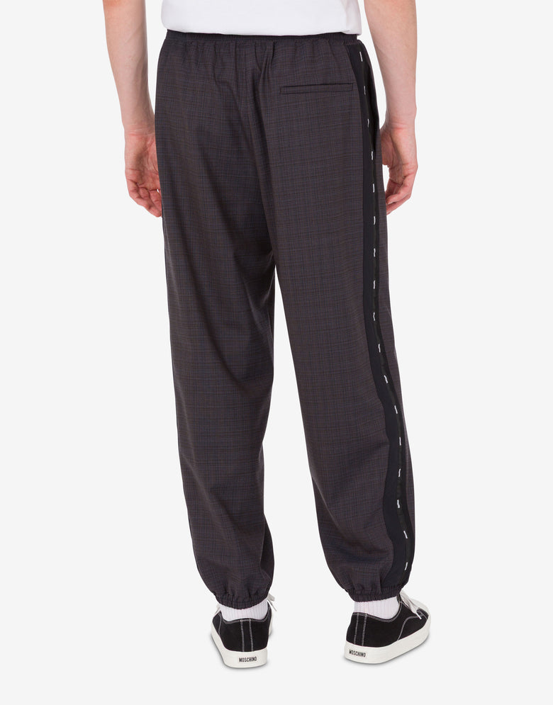 Calças em tecido de mistura de lã elástica Gris oscuro Moschino 4