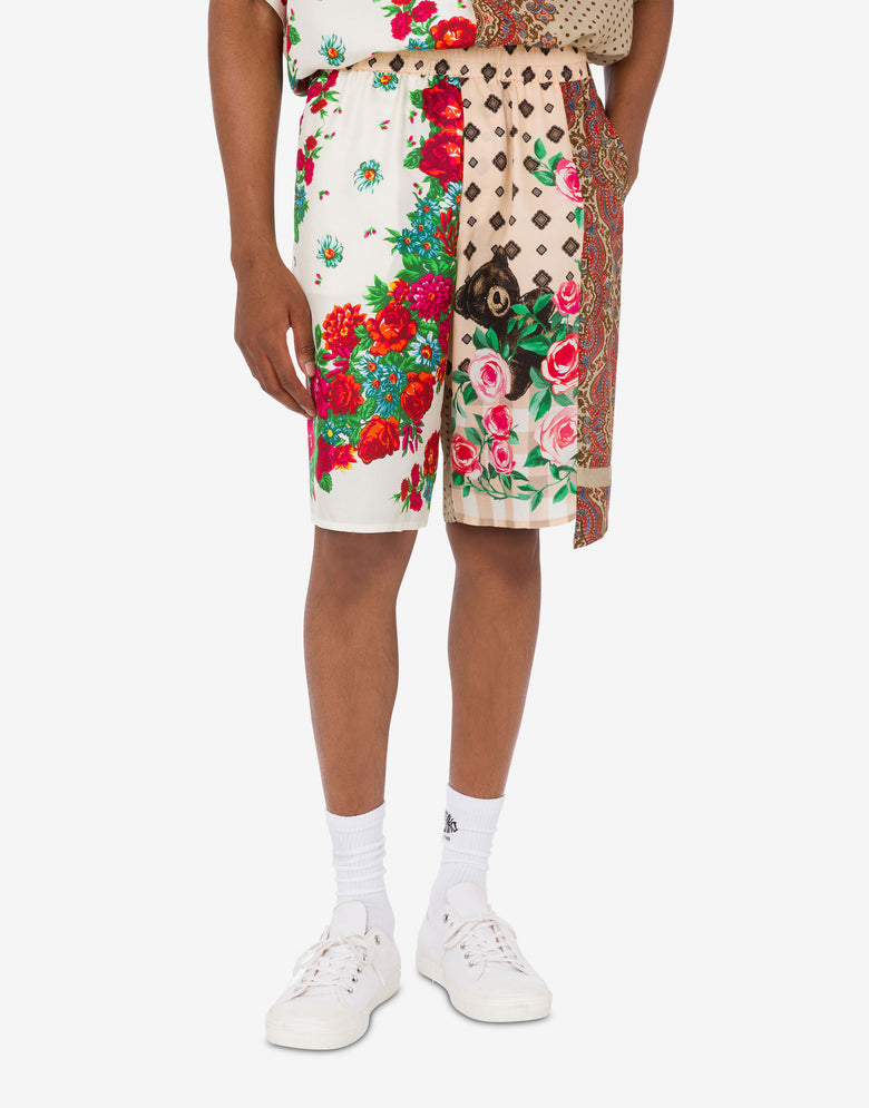 Printed silk Bermuda shorts Multicoloured Moschino 1