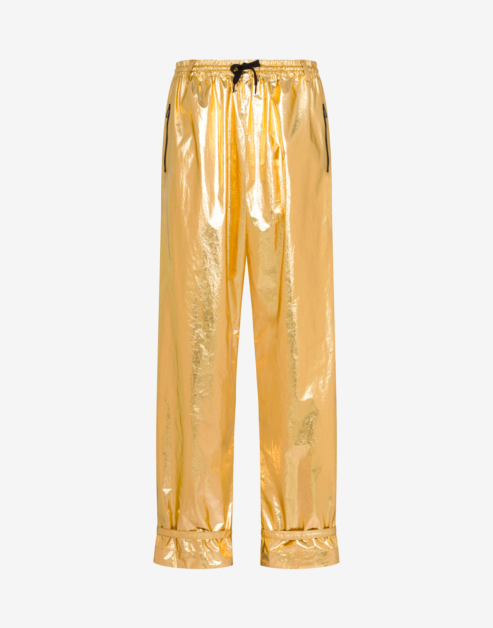 Laminated cotton muslin trousers Gold Moschino 0