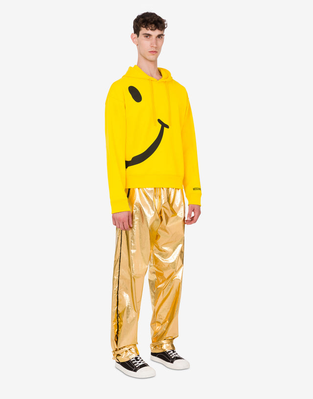 Laminated cotton muslin trousers Gold Moschino 1