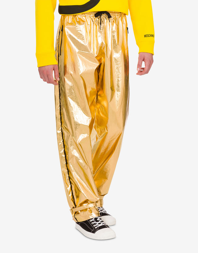 Pantalón de muselina de algodón laminada Gold Moschino 1