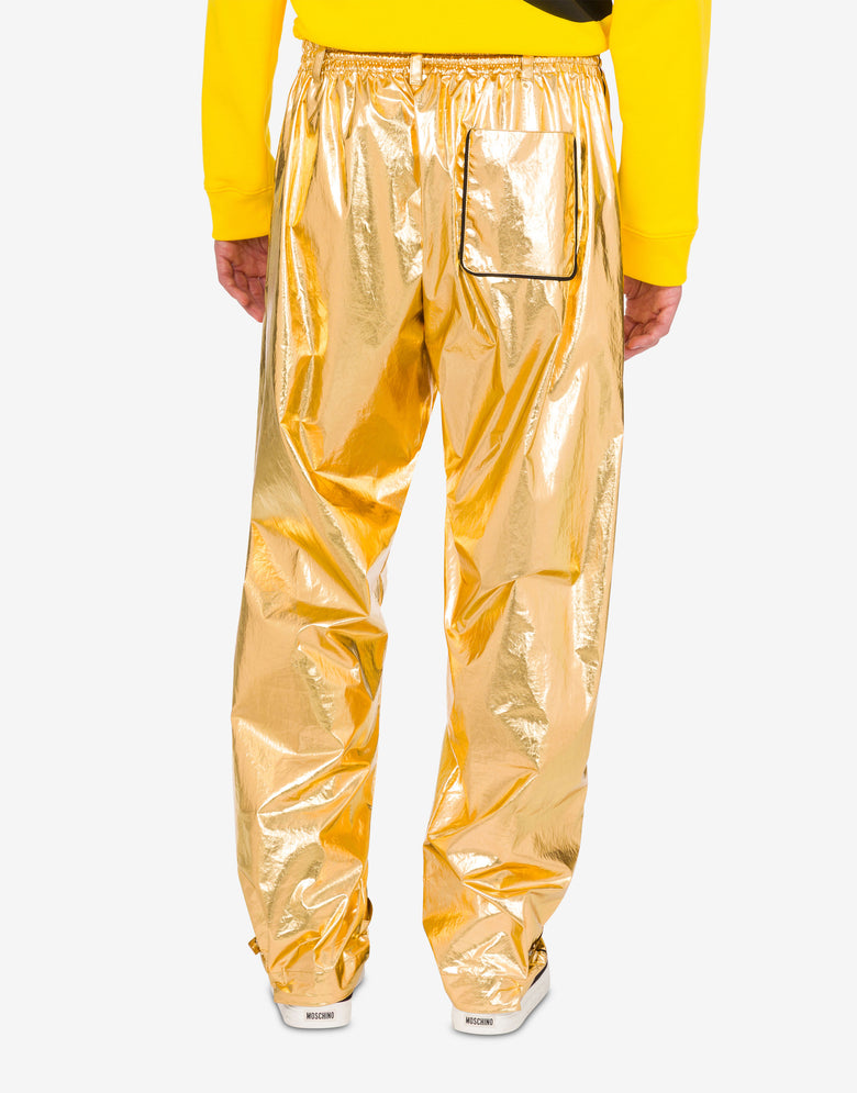Laminated cotton muslin trousers Gold Moschino 2