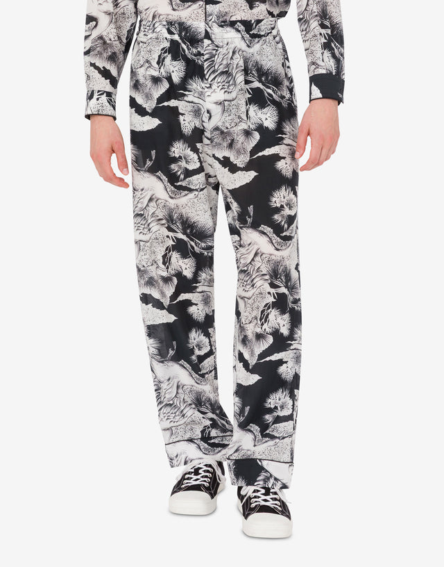 Pantalón de popelín de algodón ligero Goose Negro Moschino 1