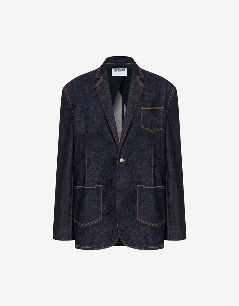 Giacca in denim blu di cotone Denim scuro Moschino 3