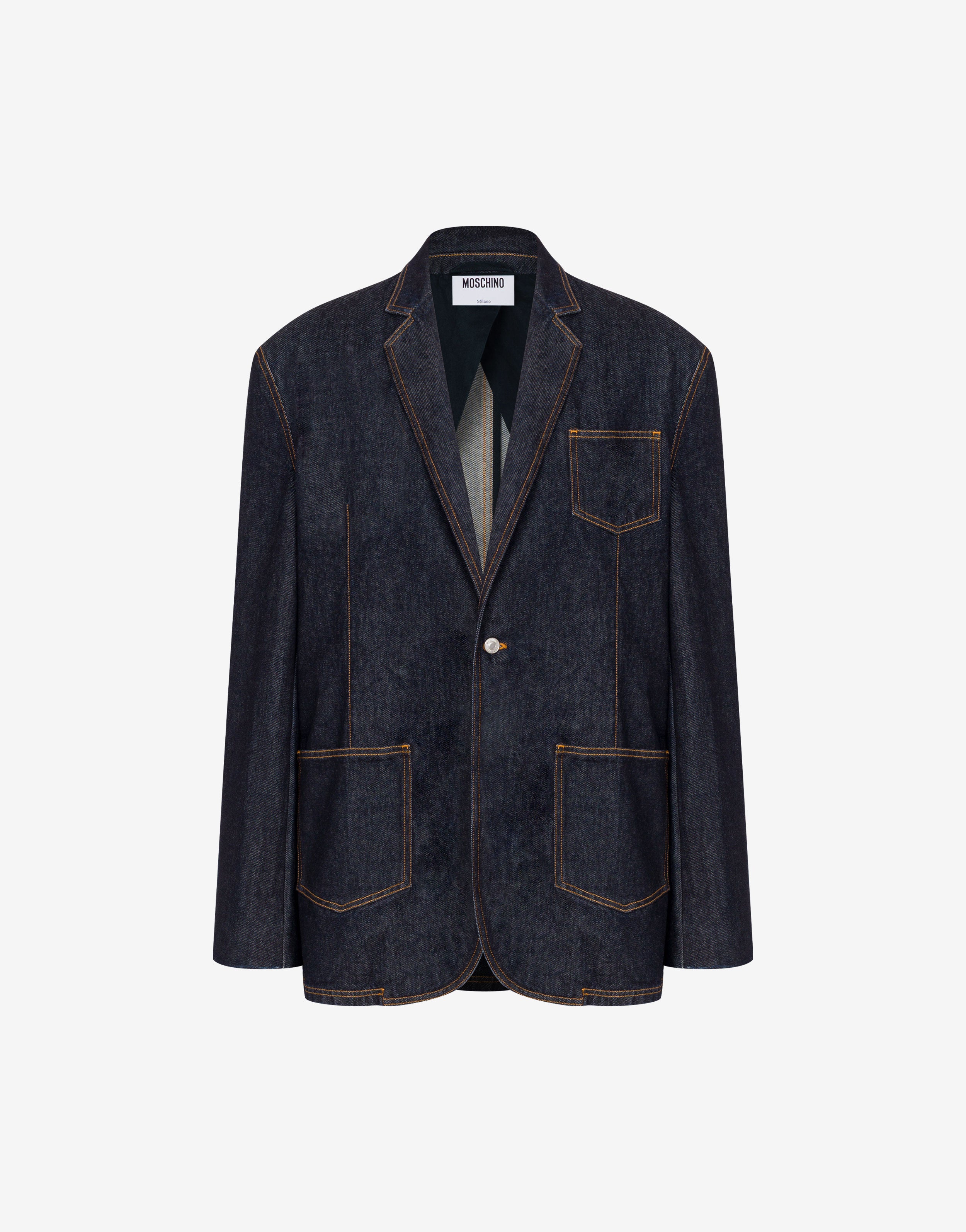 Blue cotton denim jacket | Moschino