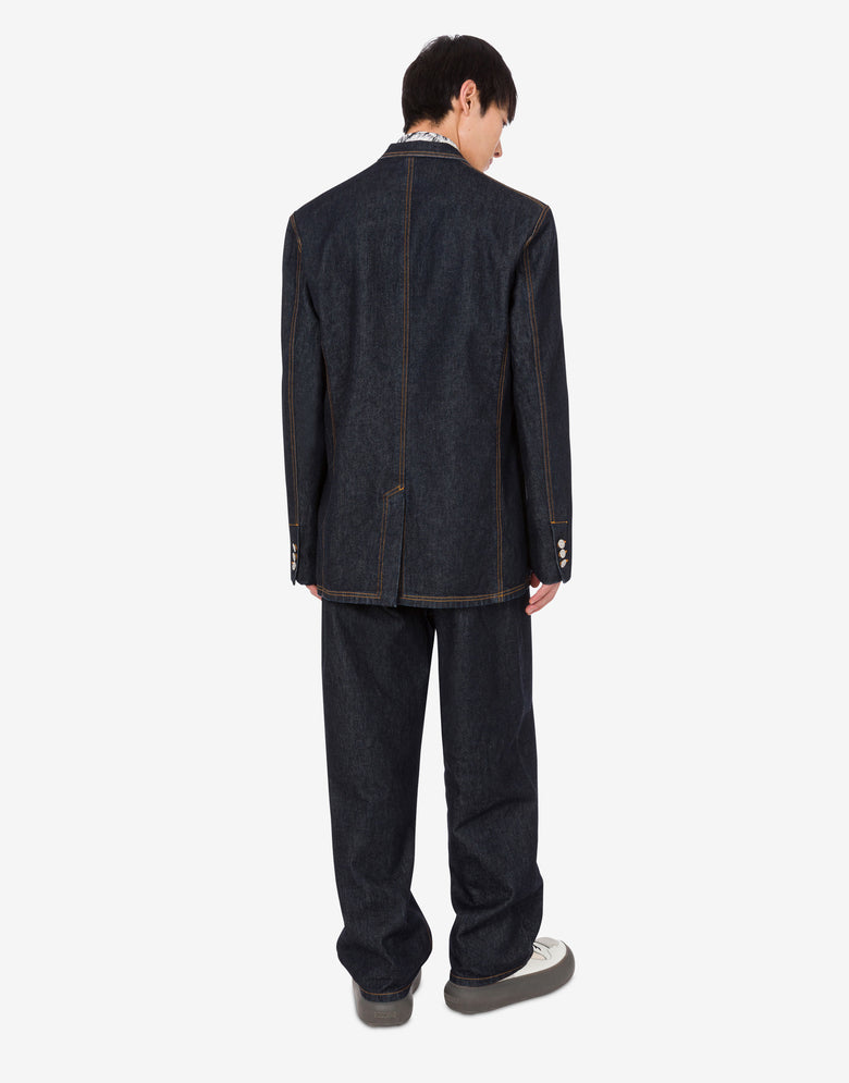 Giacca in denim blu di cotone Denim scuro Moschino 2