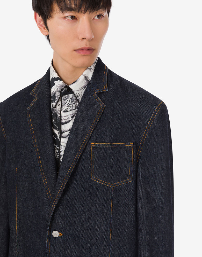 蓝色棉质牛仔夹克 深色牛仔蓝 Moschino 1