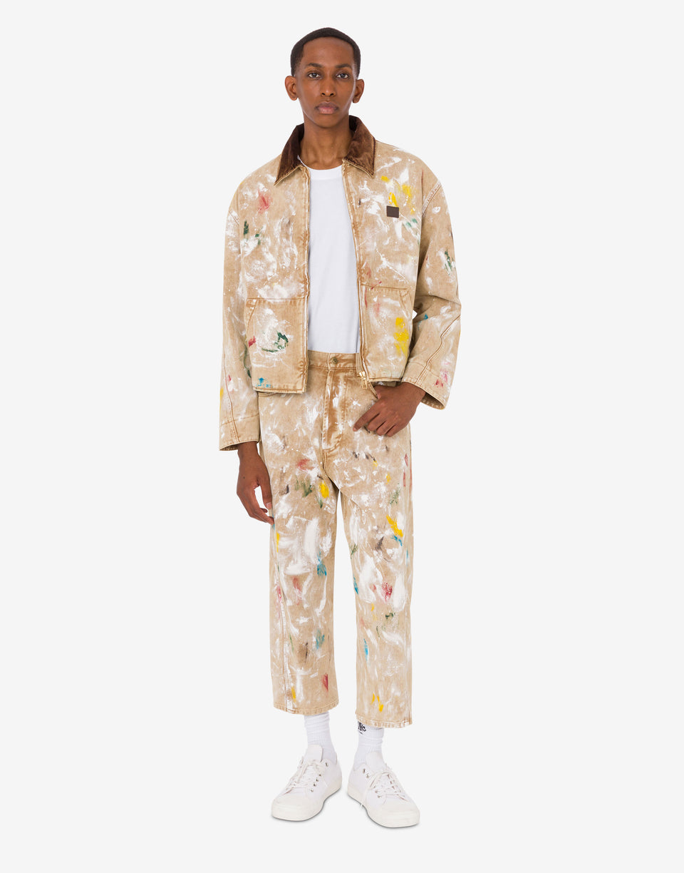 Giacca in bull di cotone stampata Beige Moschino 0