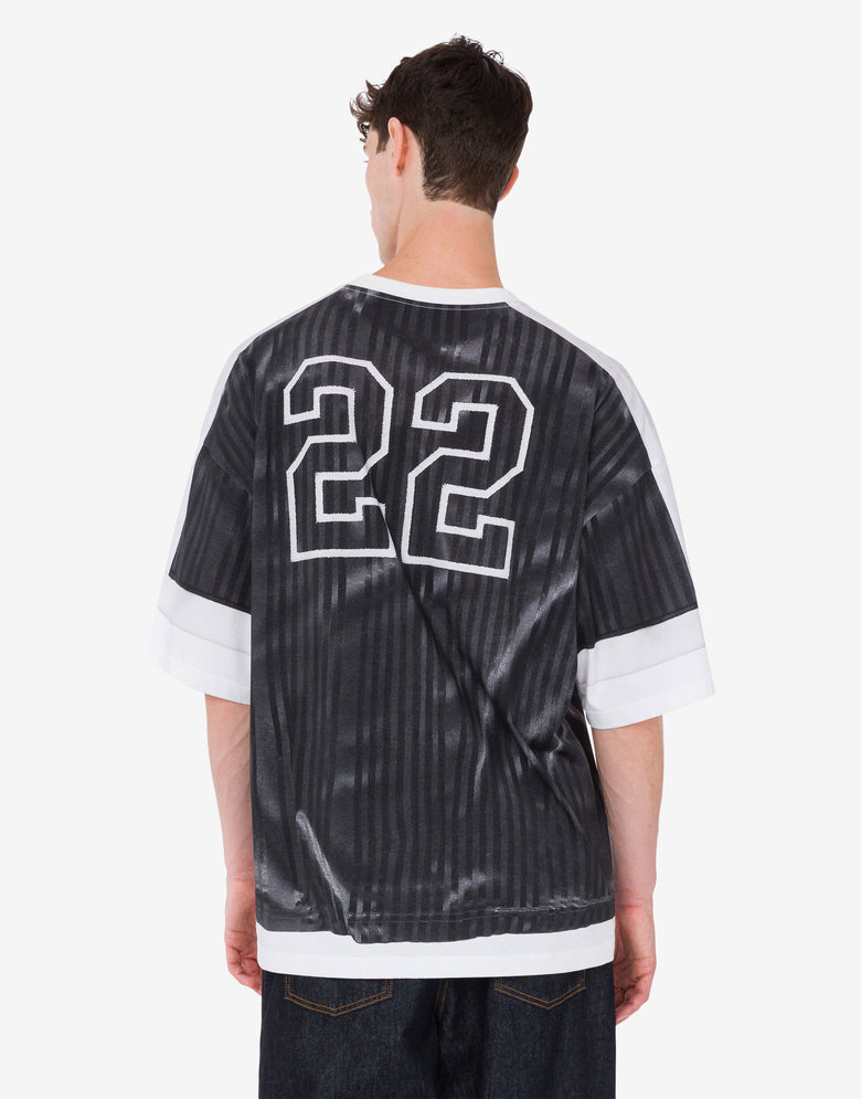 T-shirt em malha de algodão orgânico estampada Gris oscuro Moschino 2