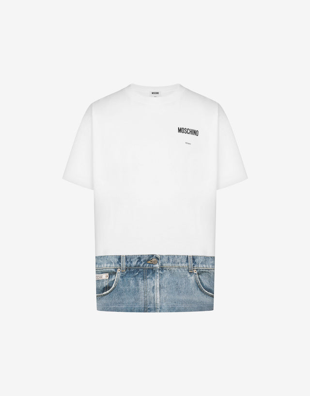 Printed organic cotton jersey T-shirt White Moschino 0