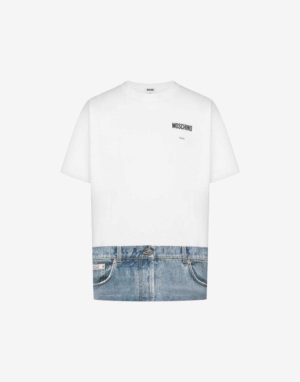 Printed organic cotton jersey T-shirt White Moschino 0